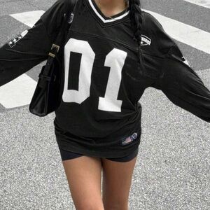 Black and White Mesh Jersey Top
